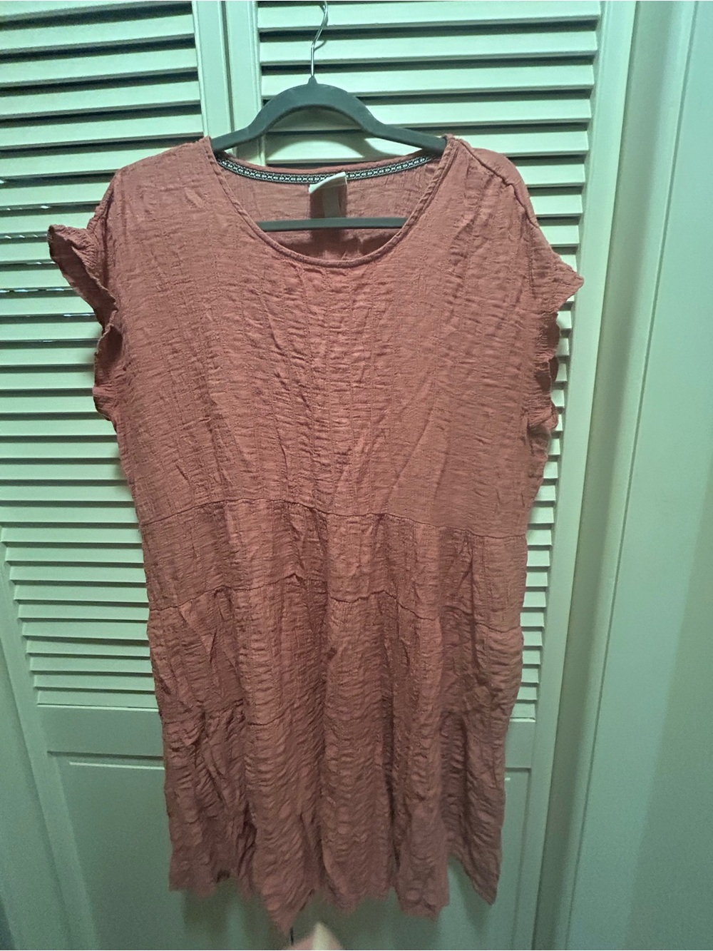 Knox Rose Rust-Pink Crinkle Short Sleeve Tunic